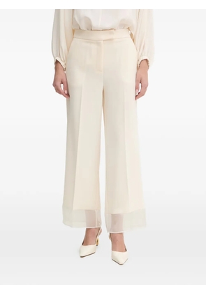 SIMONA CORSELLINI Cady organza-trim trousers - Neutrals