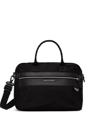 Armani Exchange logo-plaque laptop bag - Black