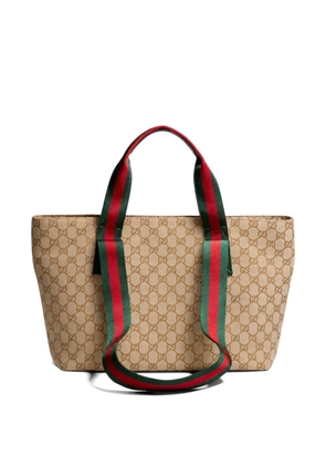 Gucci GG Supreme Web-stripe tote bag - Neutrals
