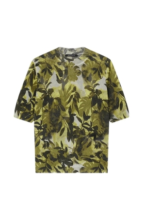 Armani Exchange leaf-print metallic-thread T-shirt - Green