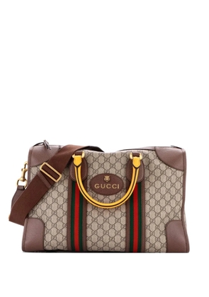 Gucci Pre-Owned Neo Vintage Web Duffle Bag GG Coated Canvas with Leather Medium travel bag - Brown