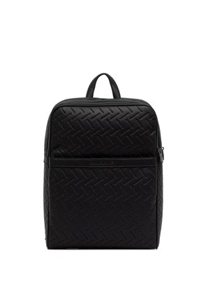 Armani Exchange embossed-logo grained-effect backpack - Black