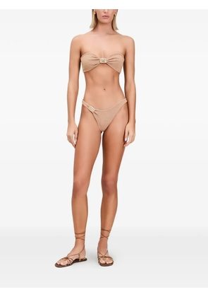 Devon shimmering hardware-detail bikini - Neutrals