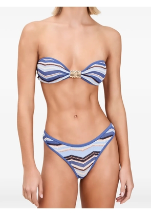 Devon chevron-knit bandeau bikini - Blue