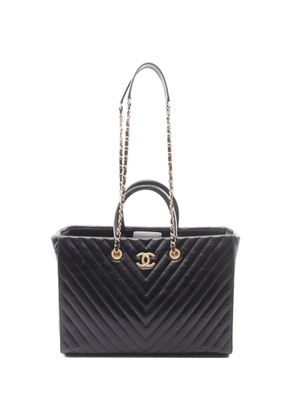 CHANEL Pre-Owned 2017-2018 V-stitch leather tote bag - Black
