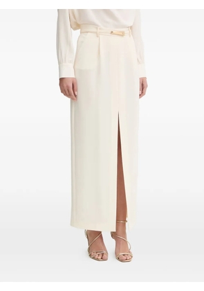 SIMONA CORSELLINI belted front-slit long skirt - Neutrals