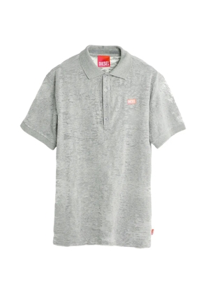 Diesel x Tinder distressed-effect logo-patch polo shirt - Grey