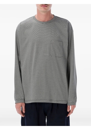 Still by Hand stripeded chest-pocket T-shirt - Grey