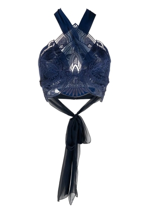Alberta Ferretti lace crop top - Blue