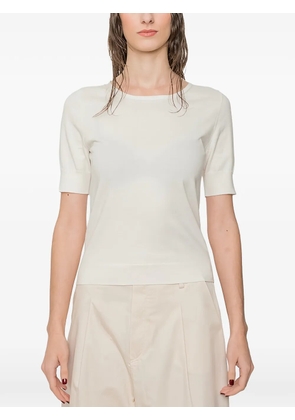 SUSANNE BOMMER fine-knit short-sleeve sweater - White