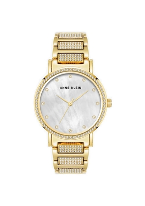 ANNE KLEIN crystal-embellished 36mm watch - White