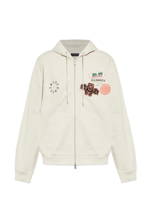 AllSaints Patcher patch-embellished zip-up hoodie - Neutrals