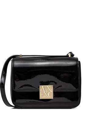 Armani Exchange patent-finish logo-plaque cross body bag - Black