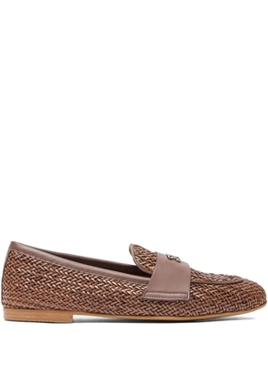 Casadei Hanoi woven-leather loafers - Brown