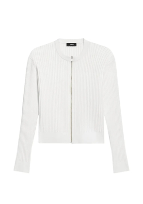 Theory pointelle ribbed cardigan - White