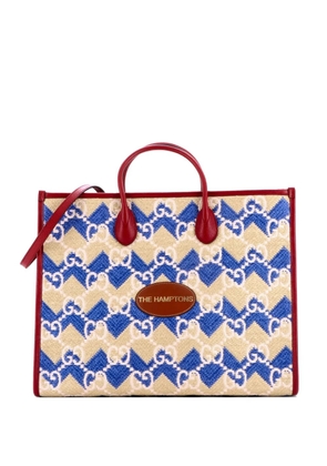 Gucci Pre-Owned Destination Convertible Open Straw Effect GG Raffia Large tote bag - Blue