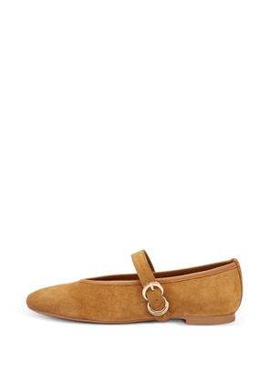 FRAU Etched buckle-fastening suede ballet flats - Brown