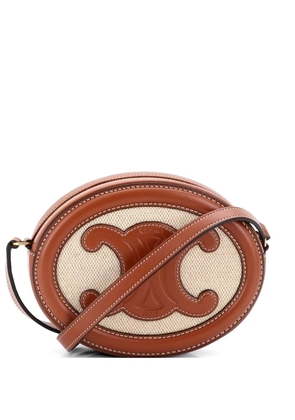 Celine Pre-Owned Triomphe Oval Canvas and Leather crossbody bag - Brown