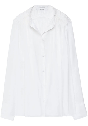 Another Tomorrow organic-cotton gathered voile blouse - White