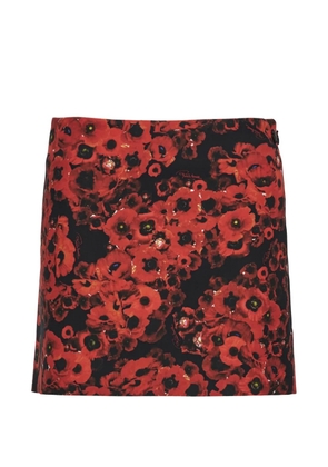 Roberto Cavalli floral-print zip-fastening mini skirt - Red