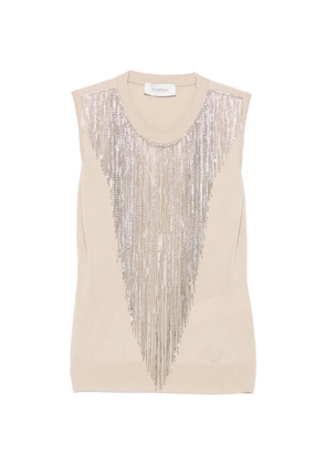 Sportmax fringed crystal-embellished top - Neutrals
