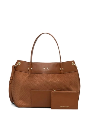 Armani Exchange monogram-pattern logo-detail tote bag - Brown
