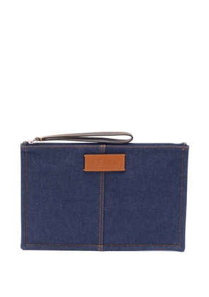 FENDI medium logo-patch pouch - Blue