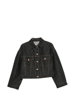Brunello Cucinelli contrast-stitch cropped denim jacket - Black
