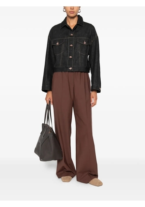 Brunello Cucinelli contrast-stitch cropped denim jacket - Black