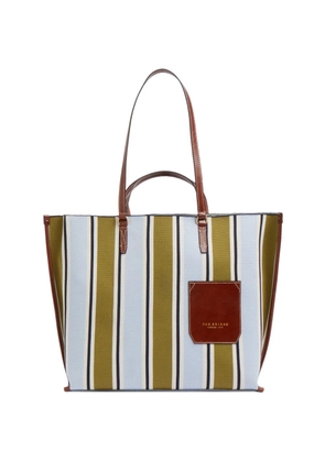 The Bridge striped leather-trim tote bag - Blue