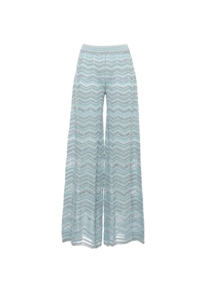 D.Exterior wide-leg chevron knit trousers - Blue