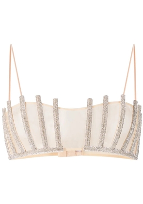 Nuè Lotus rhinestone-embellished bralette - Neutrals