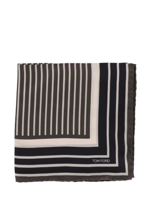 TOM FORD stripped logo-print pocket square - Black