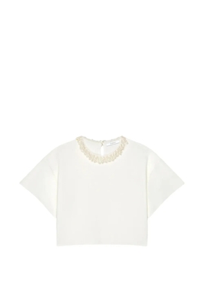 Givenchy pearl-embellished cropped T-shirt - Neutrals