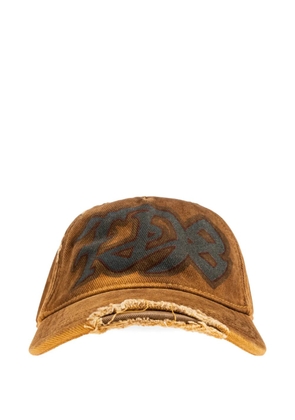 Diesel distressed-effect logo-print cap - Brown