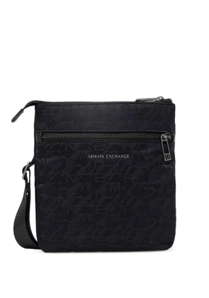 Armani Exchange monogram-pattern logo-plaque messenger bag - Blue