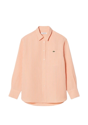 Lacoste striped logo-patch shirt - Orange