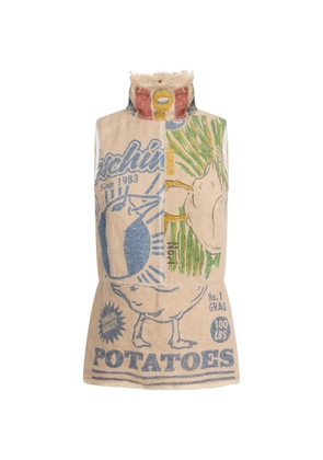 Moschino graphic-print raw-edge tank top - Neutrals