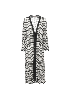 D.Exterior chevron-knit cardigan - White