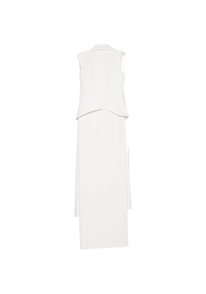 Solace London Annie peplum-waist draped-panel maxi dress - White