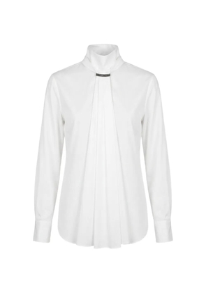 Brunello Cucinelli Monili-embellished pleated blouse - White