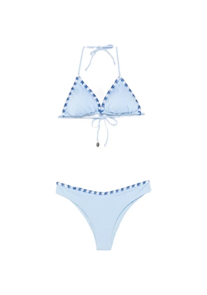 COTAZUR embroidered-trim triangle bikini - Blue