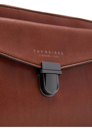 The Bridge leather push-lock laptop bag - Brown