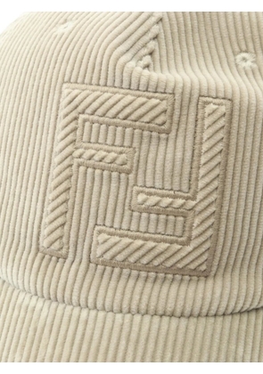 Fendi Pre-Owned 2010s FF logo corduroy cap - Neutrals