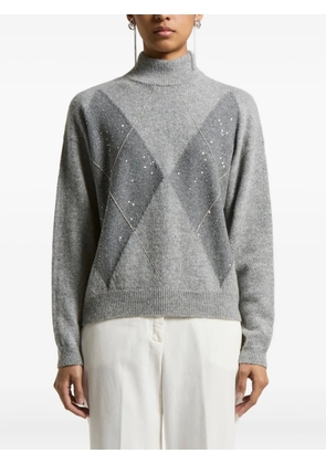 Peserico high-neck sequin-embellished sweater - Grey