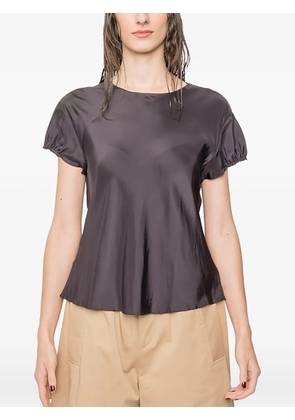 SUSANNE BOMMER gathered-sleeve silk T-shirt - Grey