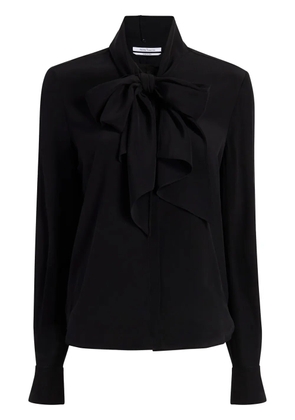 Another Tomorrow pussy-bow silk-crepe blouse - Black