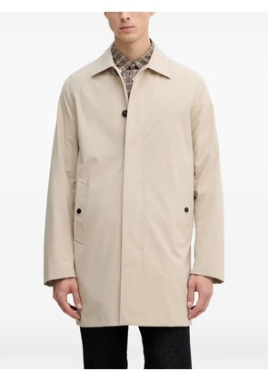 Trussardi logo-patch button-up coat - Neutrals