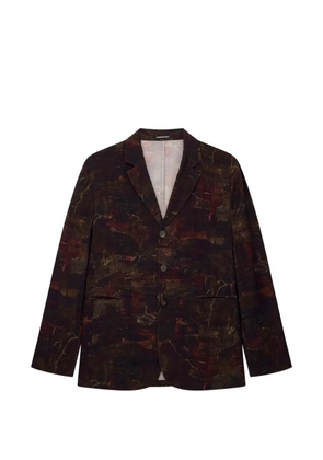 Emporio Armani abstract-print single-breasted jacket - Brown
