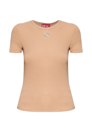 Diesel T-ELE-LONG-OD logo-plaque ribbed T-shirt - Neutrals